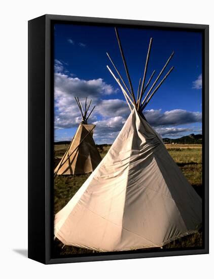 Sioux Teepee at Sunset, Prairie near Mount Rushmore, South Dakota, USA-Bill Bachmann-Framed Premier Image Canvas