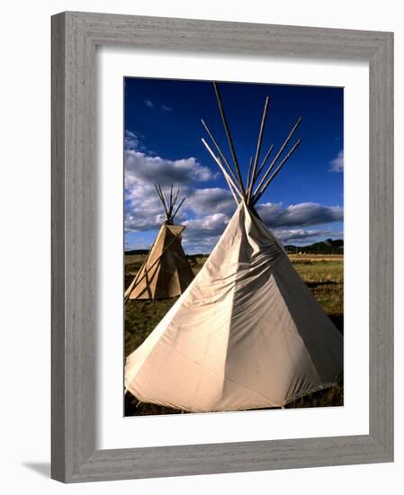 Sioux Teepee at Sunset, Prairie near Mount Rushmore, South Dakota, USA-Bill Bachmann-Framed Photographic Print