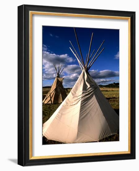 Sioux Teepee at Sunset, Prairie near Mount Rushmore, South Dakota, USA-Bill Bachmann-Framed Photographic Print