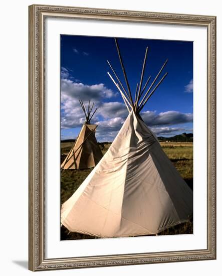 Sioux Teepee at Sunset, Prairie near Mount Rushmore, South Dakota, USA-Bill Bachmann-Framed Photographic Print