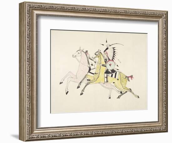 Sioux Warrior Armed with Sabre Attacking a Crow Indian-Kills Two-Framed Giclee Print