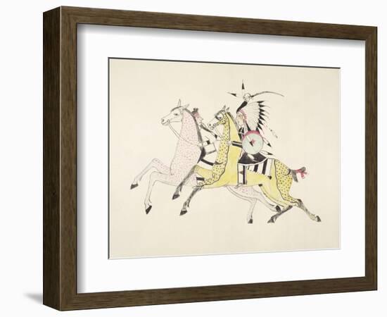 Sioux Warrior Armed with Sabre Attacking a Crow Indian-Kills Two-Framed Giclee Print