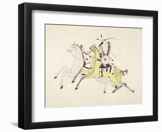 Sioux Warrior Armed with Sabre Attacking a Crow Indian-Kills Two-Framed Giclee Print