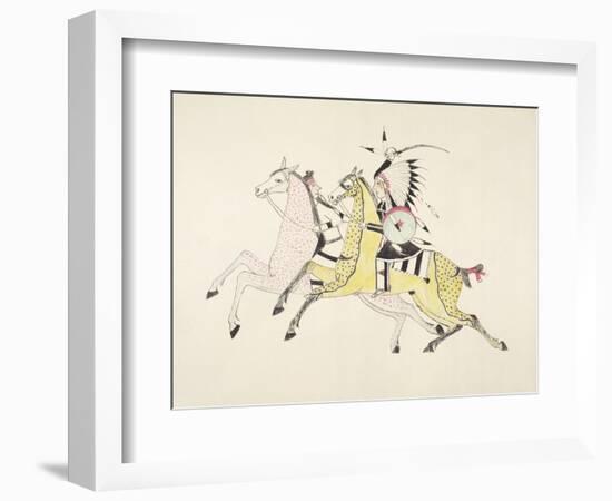 Sioux Warrior Armed with Sabre Attacking a Crow Indian-Kills Two-Framed Giclee Print