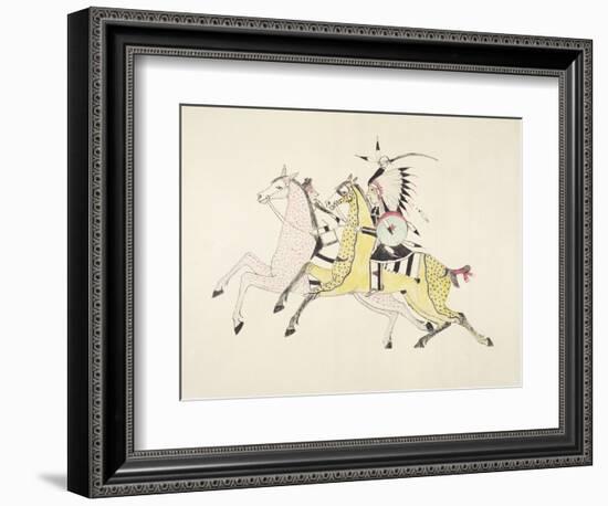 Sioux Warrior Armed with Sabre Attacking a Crow Indian-Kills Two-Framed Giclee Print