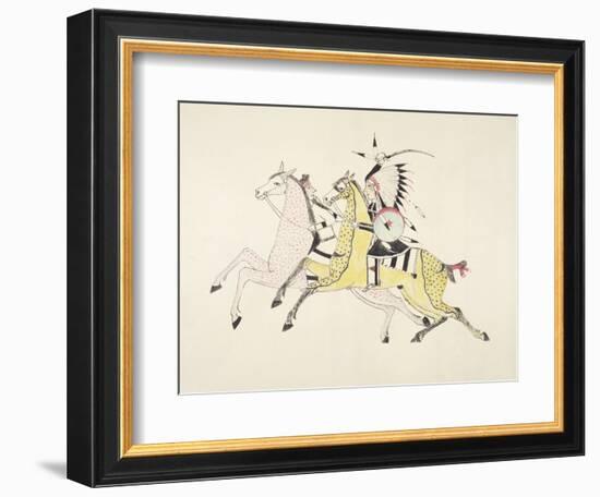 Sioux Warrior Armed with Sabre Attacking a Crow Indian-Kills Two-Framed Giclee Print