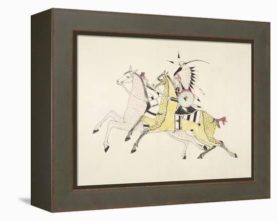 Sioux Warrior Armed with Sabre Attacking a Crow Indian-Kills Two-Framed Premier Image Canvas
