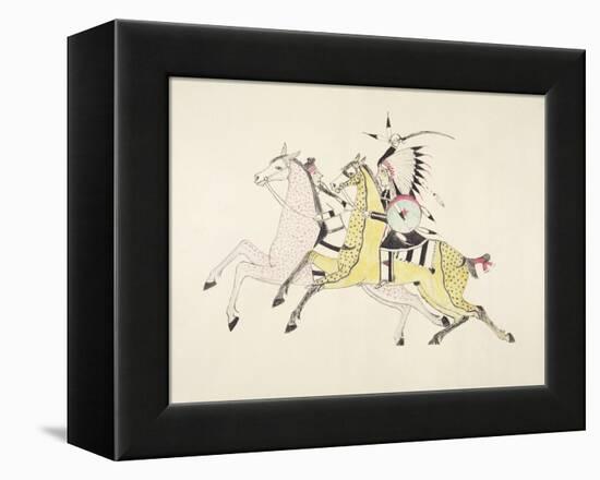 Sioux Warrior Armed with Sabre Attacking a Crow Indian-Kills Two-Framed Premier Image Canvas