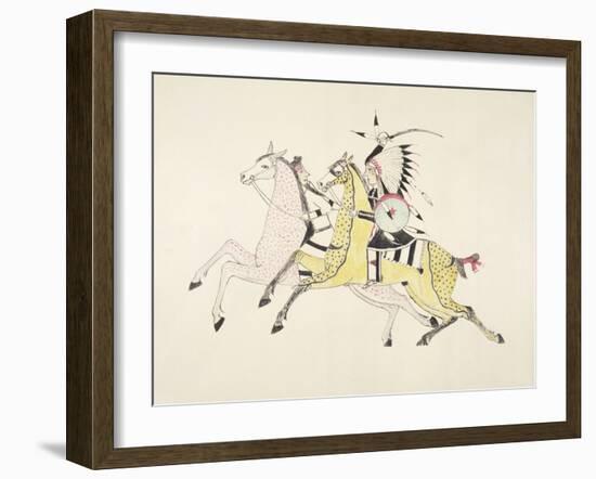 Sioux Warrior Armed with Sabre Attacking a Crow Indian-Kills Two-Framed Giclee Print