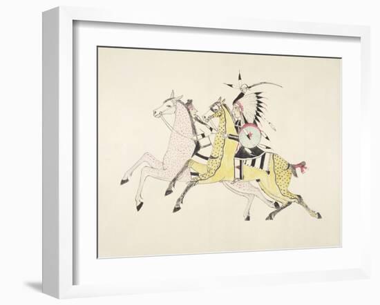 Sioux Warrior Armed with Sabre Attacking a Crow Indian-Kills Two-Framed Giclee Print