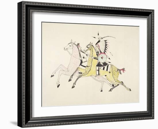 Sioux Warrior Armed with Sabre Attacking a Crow Indian-Kills Two-Framed Giclee Print