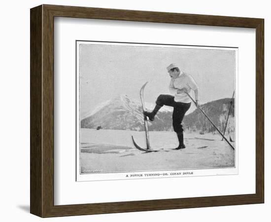 Sir Arthur Conan Doyle Demonstrating a Novice Turning Whilst Skiing in the Alps-null-Framed Photographic Print