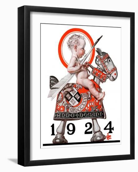 "Sir Baby New Year,"December 29, 1923-Joseph Christian Leyendecker-Framed Giclee Print