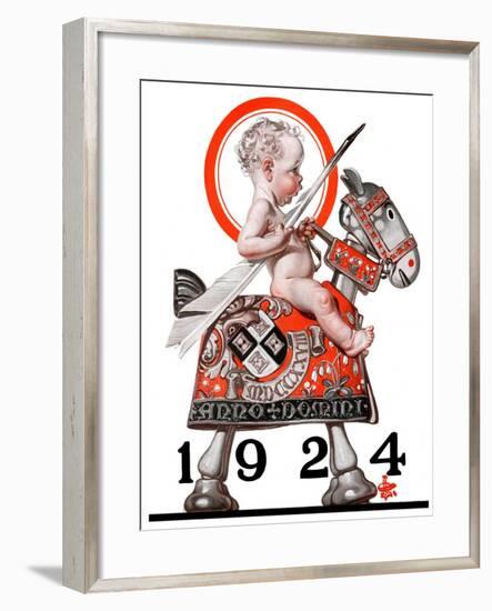 "Sir Baby New Year,"December 29, 1923-Joseph Christian Leyendecker-Framed Giclee Print