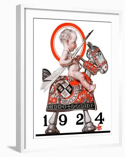 "Sir Baby New Year,"December 29, 1923-Joseph Christian Leyendecker-Framed Giclee Print