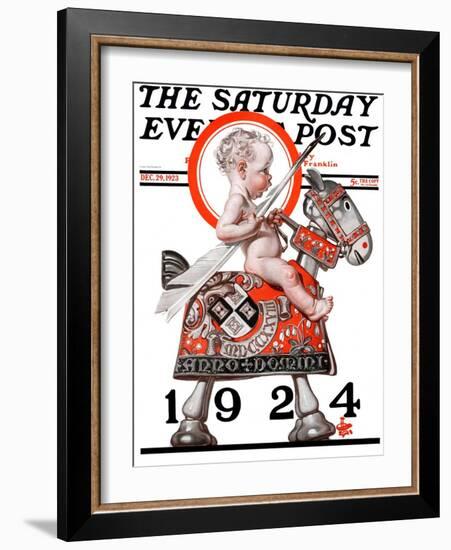 "Sir Baby New Year," Saturday Evening Post Cover, December 29, 1923-Joseph Christian Leyendecker-Framed Giclee Print