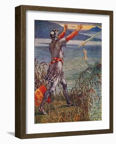 'Sir Bedivere casts the sword Excalibur into the Lake', 1911-Walter Crane-Framed Giclee Print