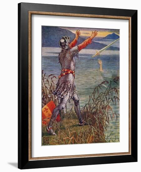 'Sir Bedivere casts the sword Excalibur into the Lake', 1911-Walter Crane-Framed Giclee Print