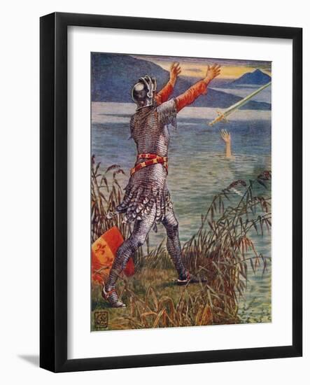 'Sir Bedivere casts the sword Excalibur into the Lake', 1911-Walter Crane-Framed Giclee Print