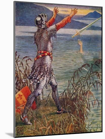 'Sir Bedivere casts the sword Excalibur into the Lake', 1911-Walter Crane-Mounted Giclee Print