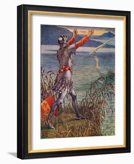 'Sir Bedivere casts the sword Excalibur into the Lake', 1911-Walter Crane-Framed Giclee Print