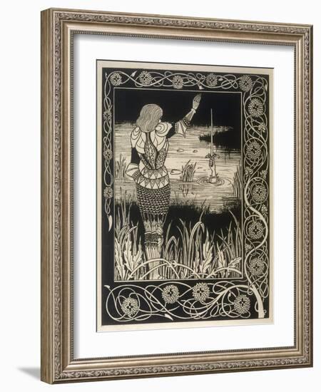 Sir Bedivere Returns Excalibur to the Lake-Aubrey Beardsley-Framed Art Print