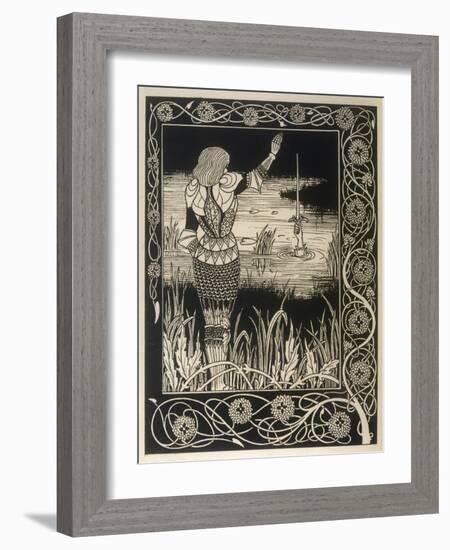 Sir Bedivere Returns Excalibur to the Lake-Aubrey Beardsley-Framed Art Print