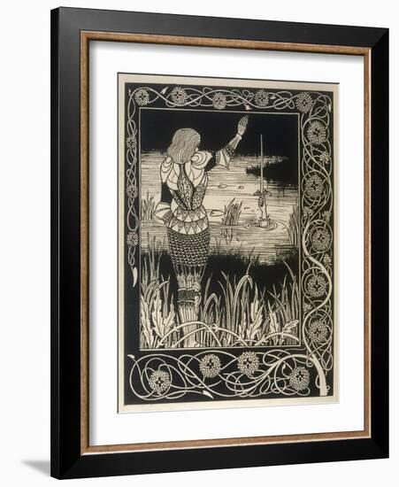 Sir Bedivere Returns Excalibur to the Lake-Aubrey Beardsley-Framed Art Print