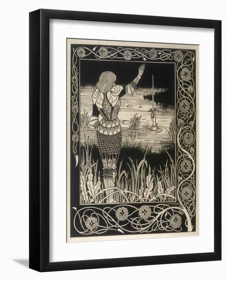 Sir Bedivere Returns Excalibur to the Lake-Aubrey Beardsley-Framed Art Print