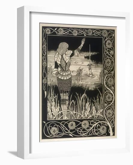 Sir Bedivere Returns Excalibur to the Lake-Aubrey Beardsley-Framed Art Print