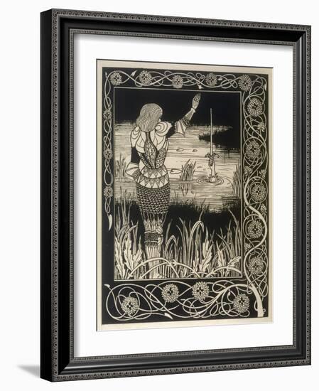 Sir Bedivere Returns Excalibur to the Lake-Aubrey Beardsley-Framed Art Print