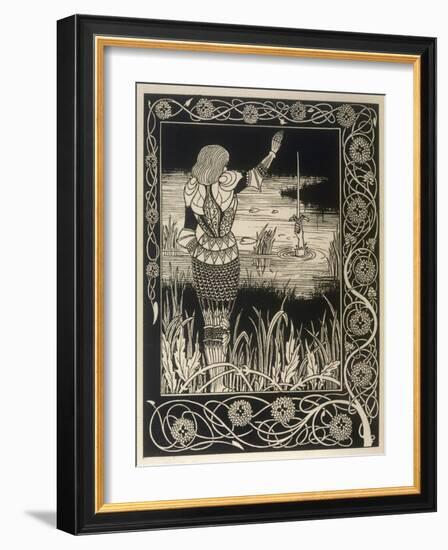 Sir Bedivere Returns Excalibur to the Lake-Aubrey Beardsley-Framed Art Print