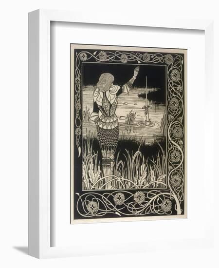 Sir Bedivere Returns Excalibur to the Lake-Aubrey Beardsley-Framed Art Print