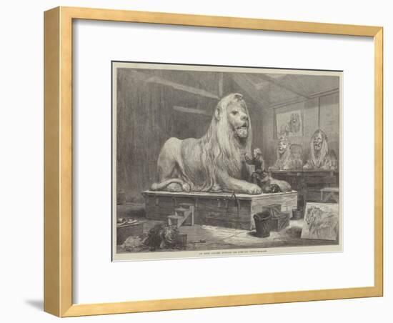 Sir Edwin Landseer Modelling the Lions for Trafalgar-Square-Arthur Hopkins-Framed Giclee Print