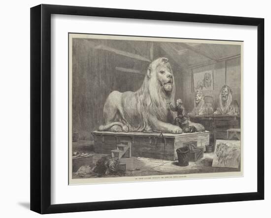 Sir Edwin Landseer Modelling the Lions for Trafalgar-Square-Arthur Hopkins-Framed Giclee Print