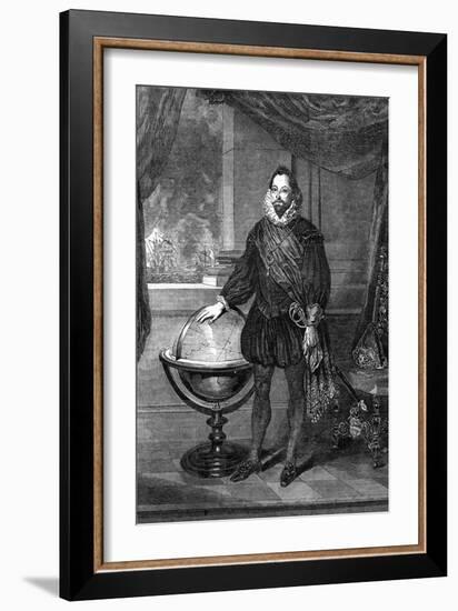 Sir Francis Drake, 16th-Century Navigator, Sailor and Pirate-null-Framed Giclee Print