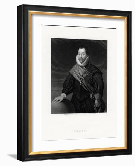 Sir Francis Drake, English Privateer, Navigator, Naval Pioneer, Politician, 19th Century-W Holl-Framed Giclee Print