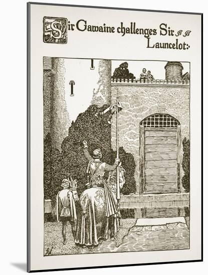 Sir Gawaine Challenges Sir Launcelot, Illustration from 'The Story of the Grail and the Passing of-Howard Pyle-Mounted Giclee Print