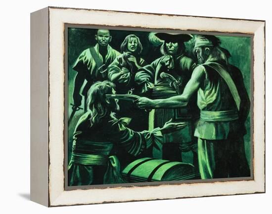 Sir Henry Morgan and Chest of Treasure-Ron Embleton-Framed Premier Image Canvas