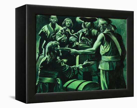 Sir Henry Morgan and Chest of Treasure-Ron Embleton-Framed Premier Image Canvas