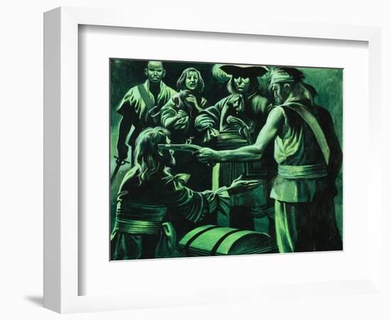 Sir Henry Morgan and Chest of Treasure-Ron Embleton-Framed Giclee Print