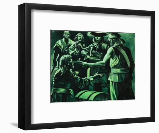 Sir Henry Morgan and Chest of Treasure-Ron Embleton-Framed Premium Giclee Print