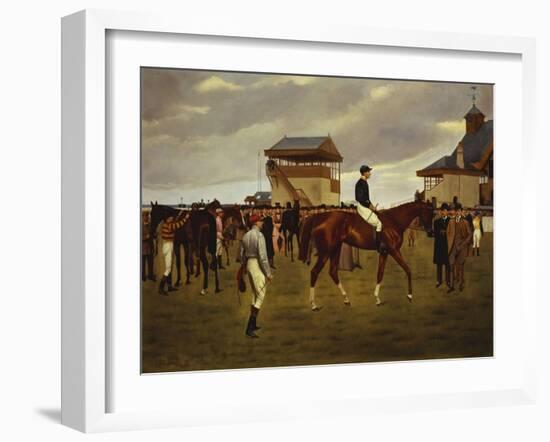 Sir Horace Farquhar's Chestnut Colt 'Nouveau Riche' in the Winner's Enclosure, Newmarket-Isaac J. Cullin-Framed Giclee Print