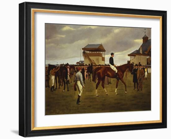 Sir Horace Farquhar's Chestnut Colt 'Nouveau Riche' in the Winner's Enclosure, Newmarket-Isaac J. Cullin-Framed Giclee Print