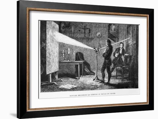 Sir Isaac Newton Breaking up the Light Through a Prism-null-Framed Giclee Print