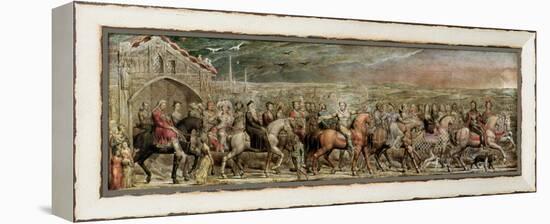 Sir Jeffrey Chaucer (C.1342-1400) and the Nine and Twenty Pilgrims on their Journey to Canterbury-William Blake-Framed Premier Image Canvas