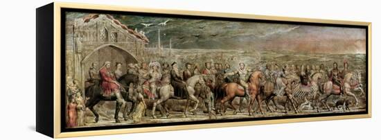 Sir Jeffrey Chaucer (C.1342-1400) and the Nine and Twenty Pilgrims on their Journey to Canterbury-William Blake-Framed Premier Image Canvas