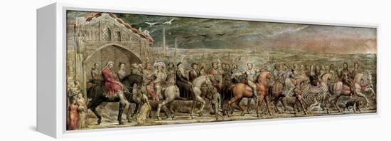 Sir Jeffrey Chaucer (C.1342-1400) and the Nine and Twenty Pilgrims on their Journey to Canterbury-William Blake-Framed Premier Image Canvas
