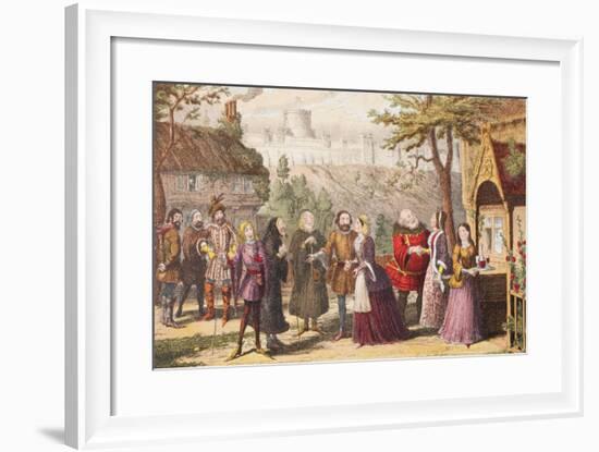 Sir John Falstaff on a Visit to His Friend Page at Windsor, Illustration from the Merry Wives of…-George Cruikshank-Framed Giclee Print