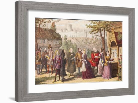 Sir John Falstaff on a Visit to His Friend Page at Windsor, Illustration from the Merry Wives of…-George Cruikshank-Framed Giclee Print